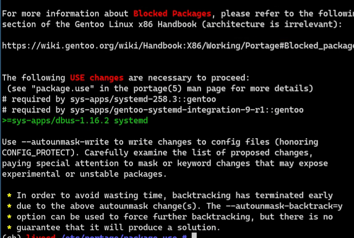 Figure 7: emerge -1 sys-apps/dbus 결과